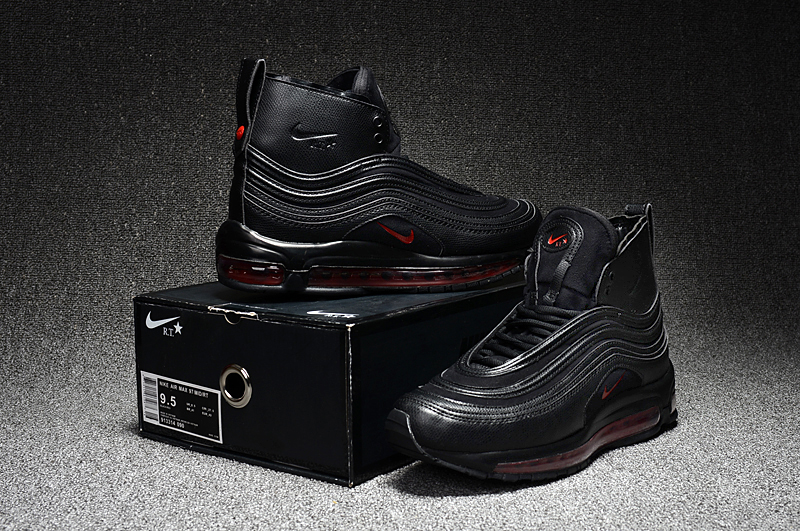 Nike Air Max 97 High All Black Red Shoes